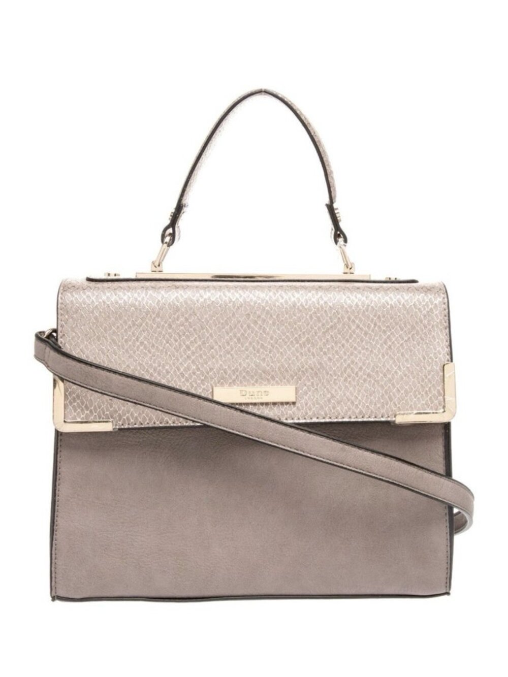 Dune London Authentic Leather Gray Taupe Crossbody Top Handle Bag